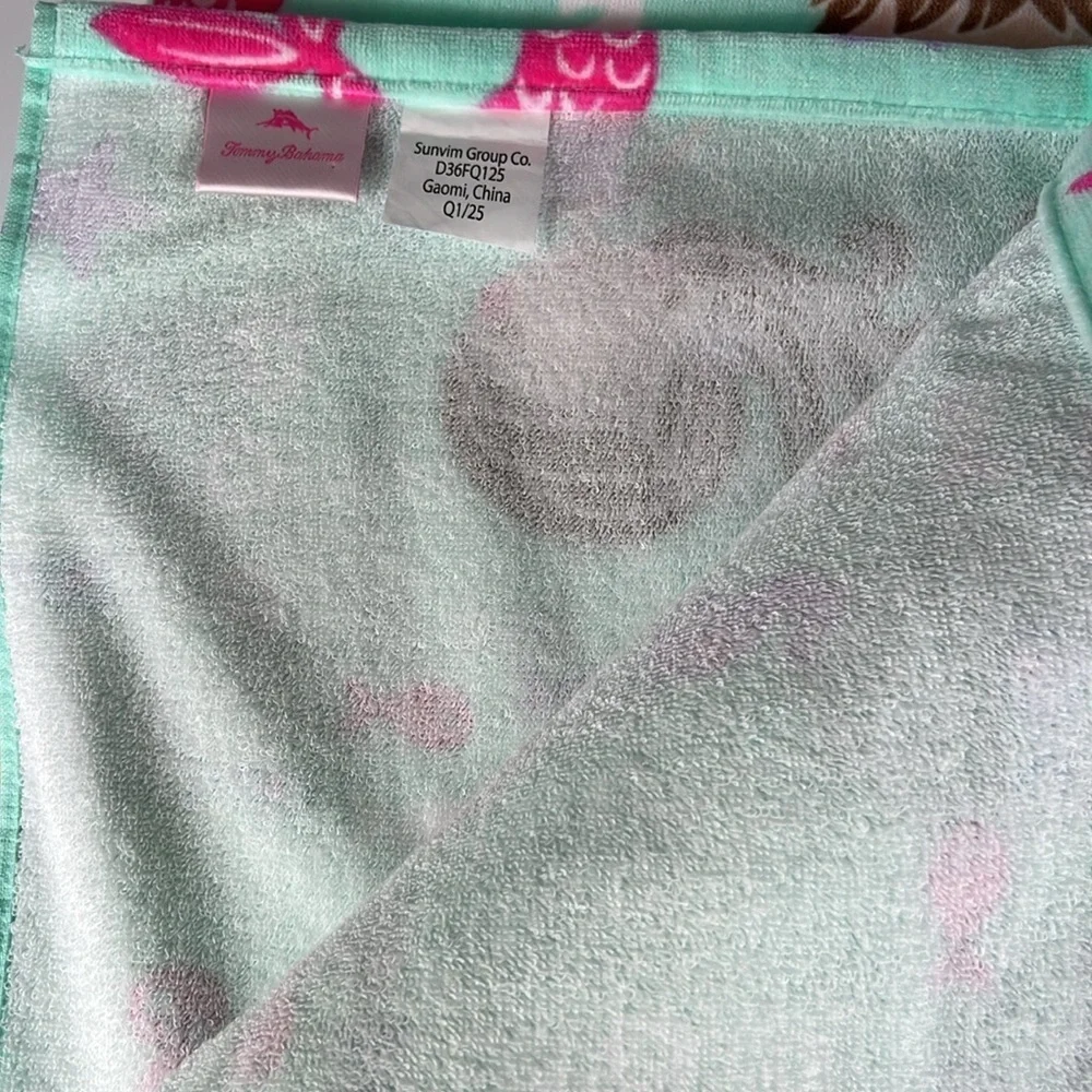 Tommy Bahama Kids Mermaid Beach Towels Aqua and Pink 100% Cotton 2 pc NEW